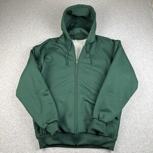 Vintage 90s Pluma Hoodie Mens XL Waffle Thermal Lined Full Zip Sweatshirt Green